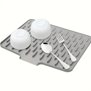 1 pieza de tapete para escurrir platos, filtro de drenaje para platos y cuencos, tapete de secado antideslizante y resistente al calor, tapete de secado de silicona.