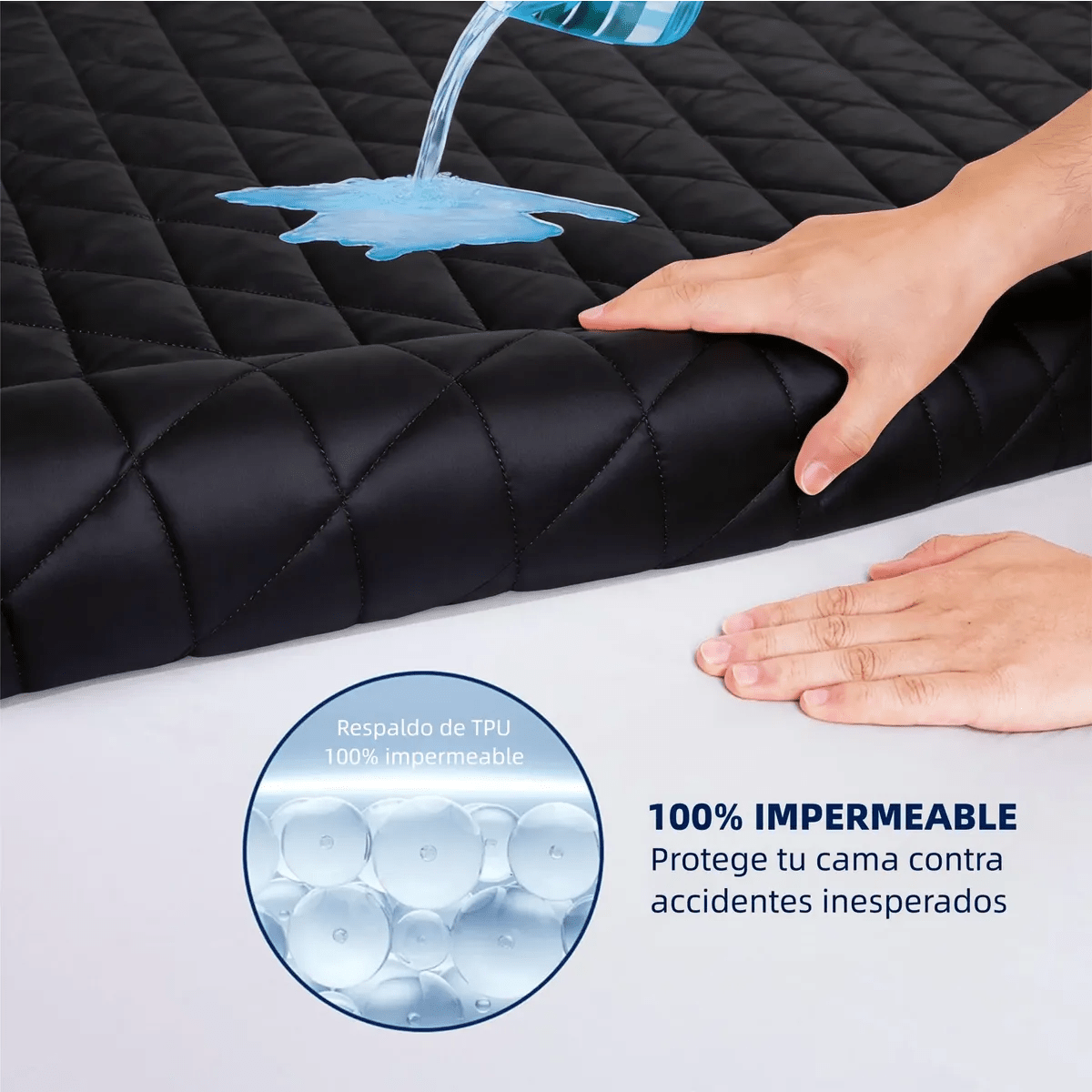 Protector de colchón, 100% impermeable, suave, cómodo, transpirable, silencioso, no se decolora,tamaños:150*200*45cm(Queen), envío rápido desde CDMX - Image 6