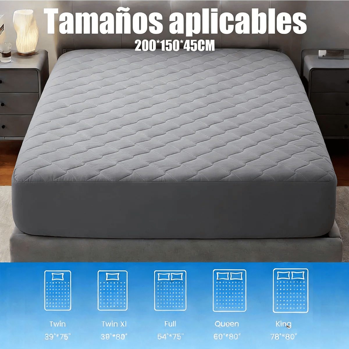 Protector de colchón, 100% impermeable, suave, cómodo, transpirable, silencioso, no se decolora,tamaños:150*200*45cm(Queen), envío rápido desde CDMX - Image 24
