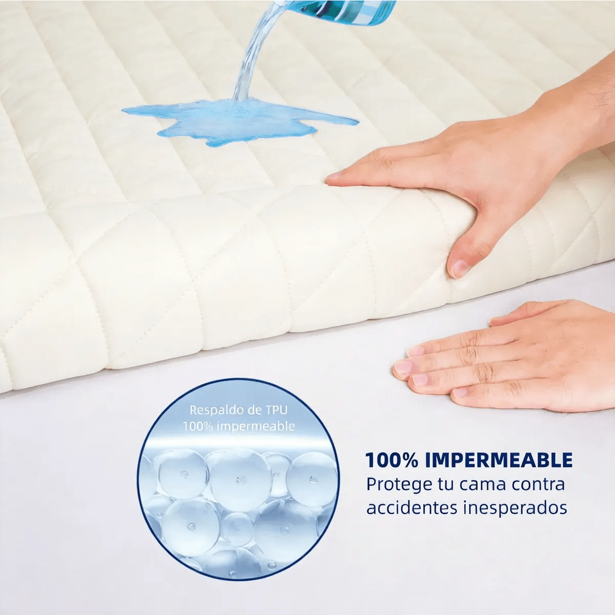 Protector de colchón, 100% impermeable, suave, cómodo, transpirable, silencioso, no se decolora,tamaños:150*200*45cm(Queen), envío rápido desde CDMX - Image 11